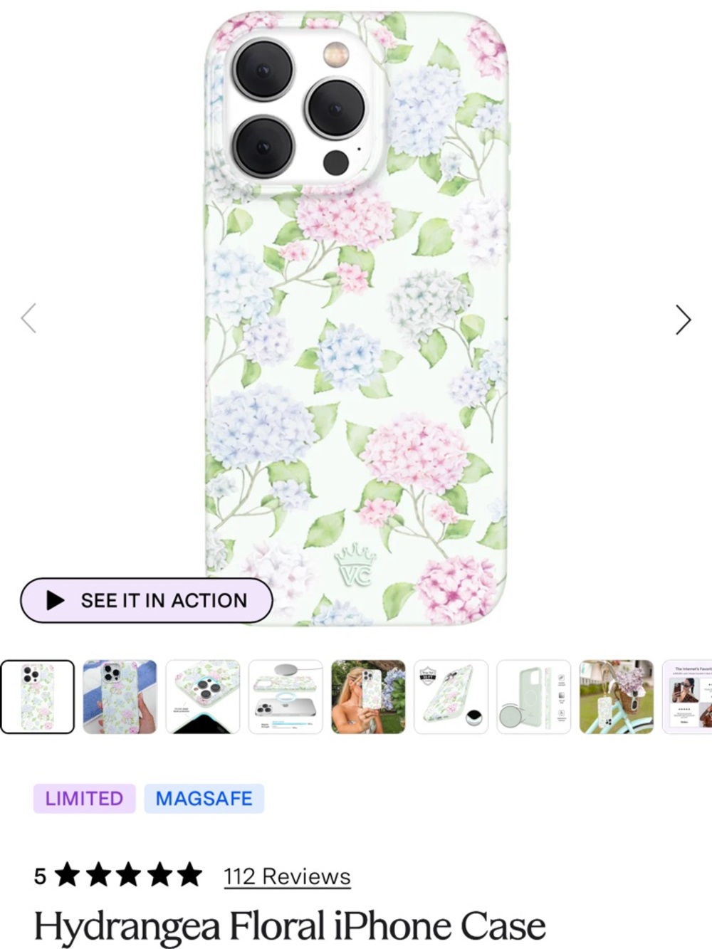 Velvet caviar IPhone 15 Pro Max 
Hydrangea Floral iPhone Case MagSafe